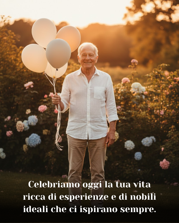 Celebriamo oggi la tua vita ricca di esperienze e di nobili ideali che ci ispirano sempre