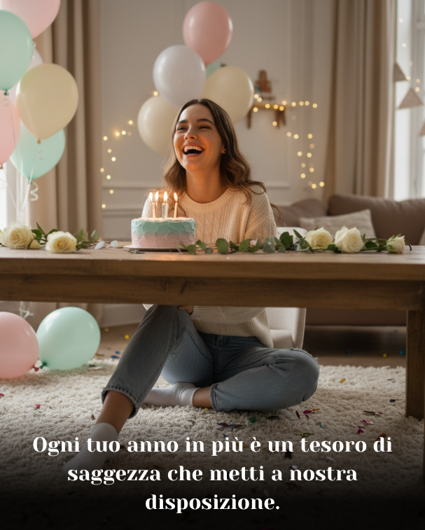 Ogni tuo anno in più è un tesoro di saggezza che metti a nostra disposizione
