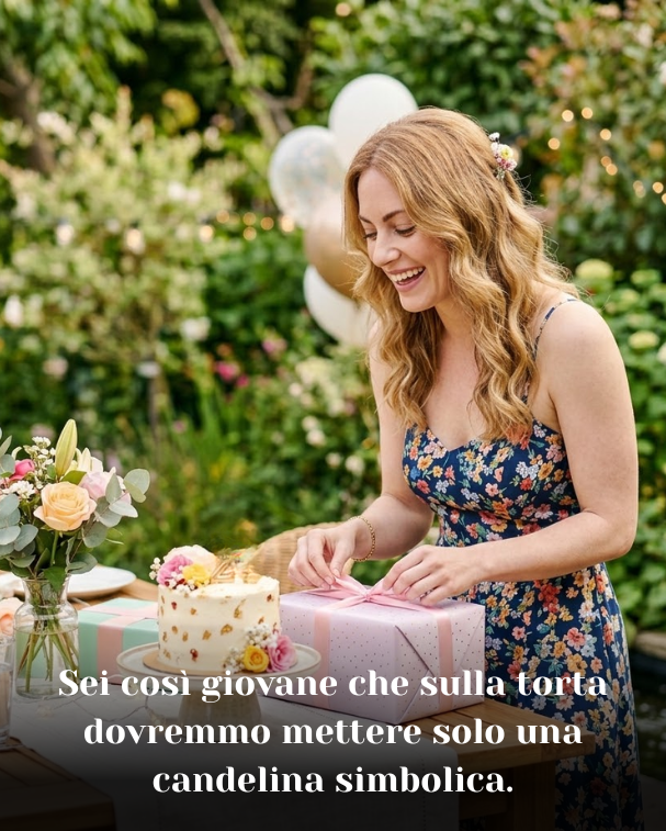 Sei così giovane che sulla torta dovremmo mettere solo una candelina simbolica
