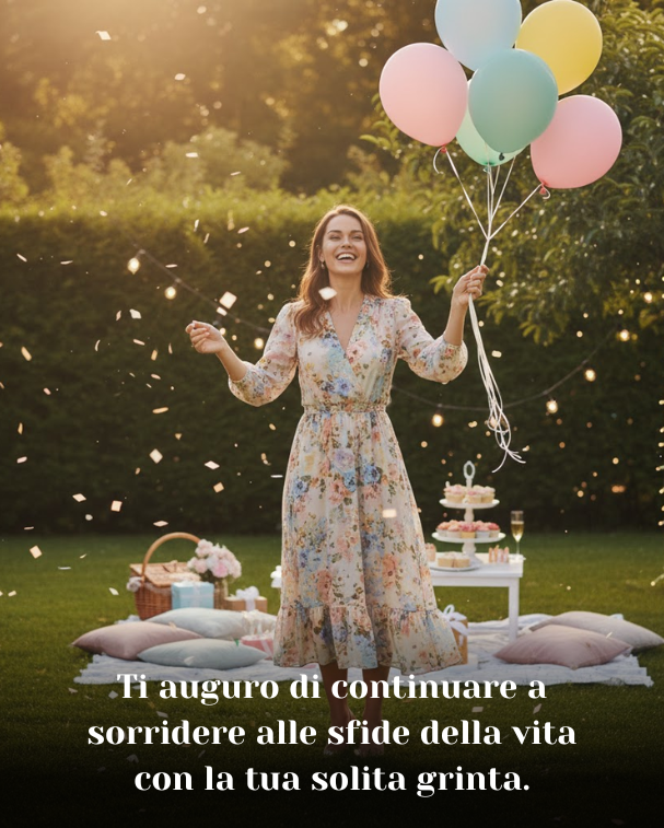 Ti auguro di continuare a sorridere alle sfide della vita con la tua solita grinta