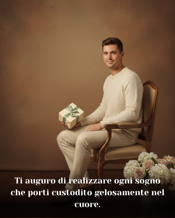 Ti auguro di realizzare ogni sogno che porti custodito gelosamente nel cuore