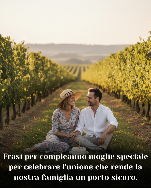 Frasi per compleanno moglie speciale per celebrare l'unione che rende la nostra famiglia un porto sicuro.