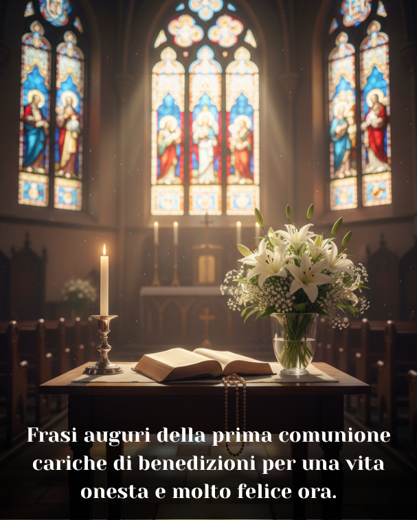 Frasi auguri della prima comunione cariche di benedizioni per una vita onesta e molto felice ora.
