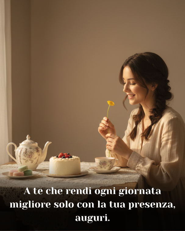 A te che rendi ogni giornata migliore solo con la tua presenza, auguri