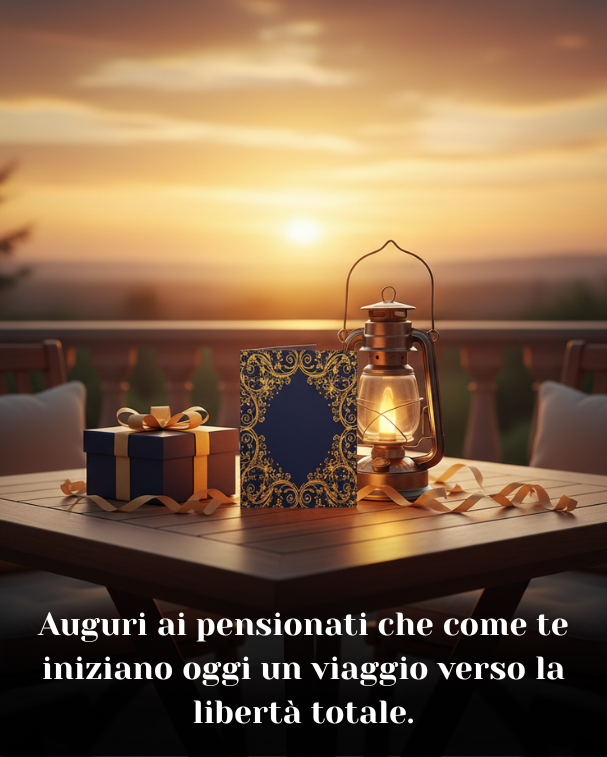 Auguri ai pensionati che come te iniziano oggi un viaggio verso la libertà totale