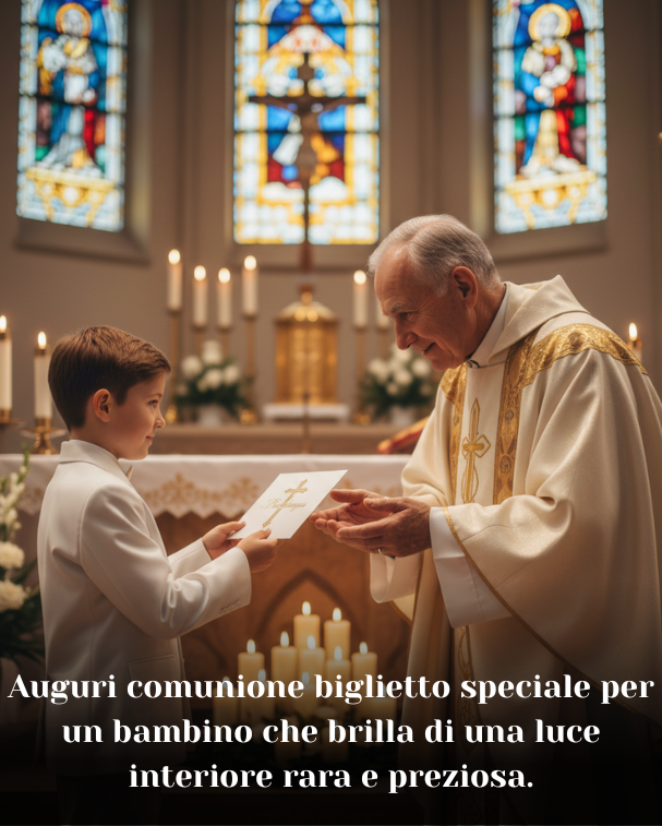 Auguri comunione biglietto speciale per un bambino che brilla di una luce interiore rara e preziosa