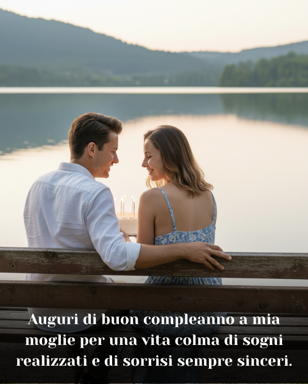Auguri di buon compleanno a mia moglie per una vita colma di sogni realizzati e di sorrisi sempre sinceri