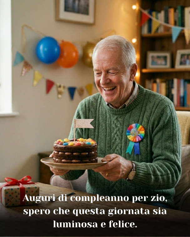 Auguri di compleanno per zio, spero che questa giornata sia luminosa e felice