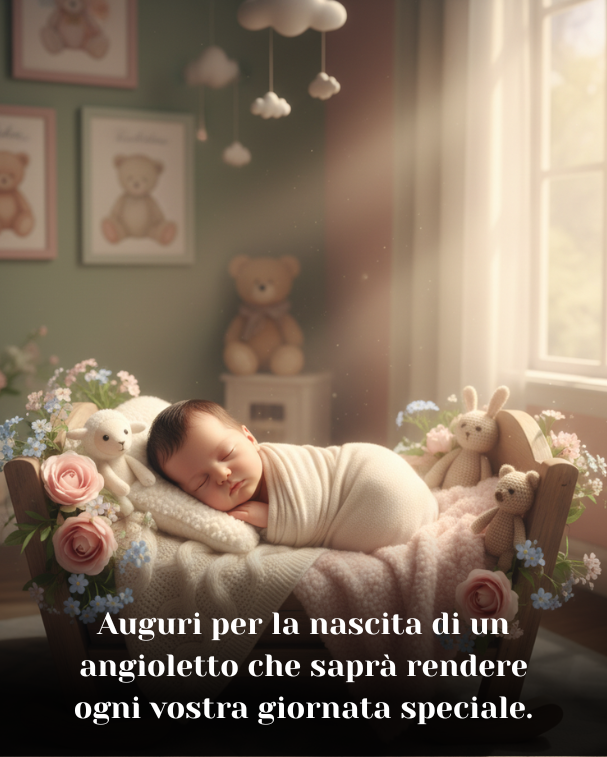 Auguri per la nascita di un angioletto che saprà rendere ogni vostra giornata speciale