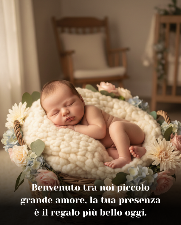 Benvenuto tra noi piccolo grande amore, la tua presenza è il regalo più bello oggi