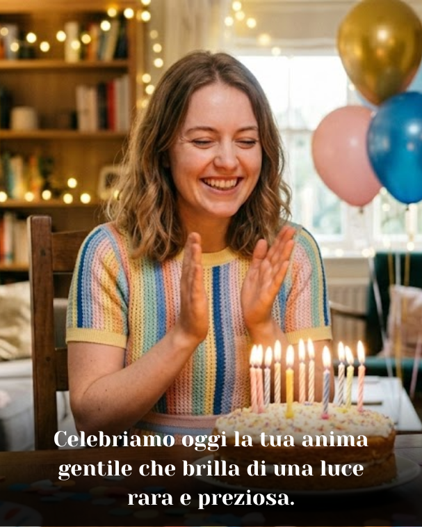 Celebriamo oggi la tua anima gentile che brilla di una luce rara e preziosa