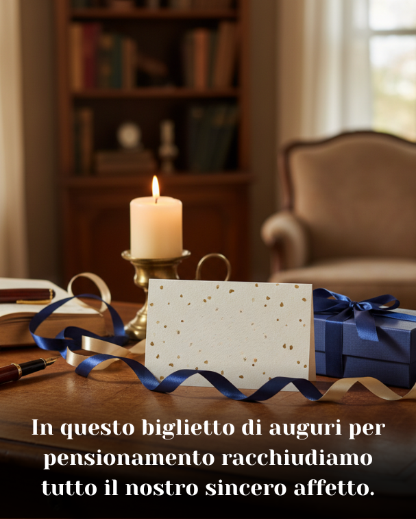 In questo biglietto di auguri per pensionamento racchiudiamo tutto il nostro sincero affetto