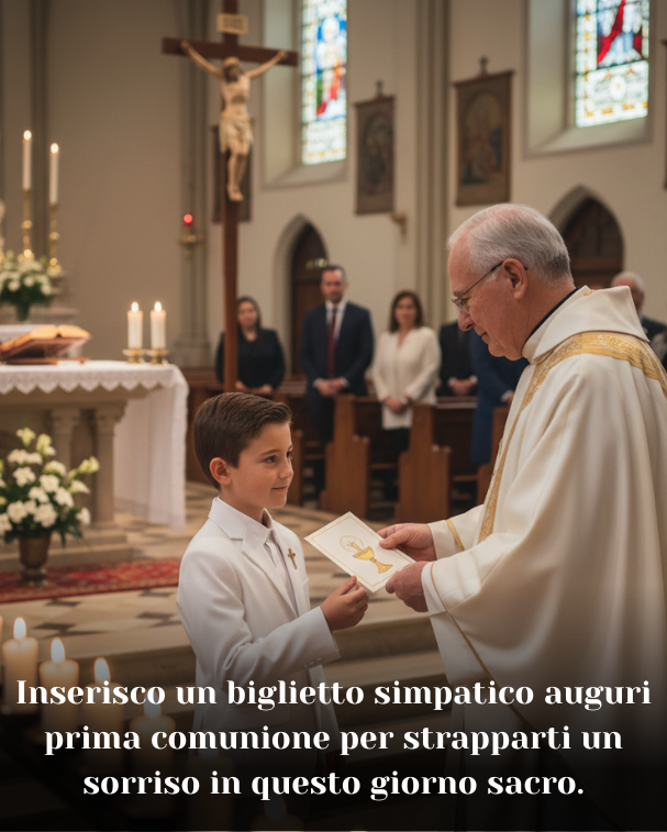 Inserisco un biglietto simpatico auguri prima comunione per strapparti un sorriso in questo giorno sacro