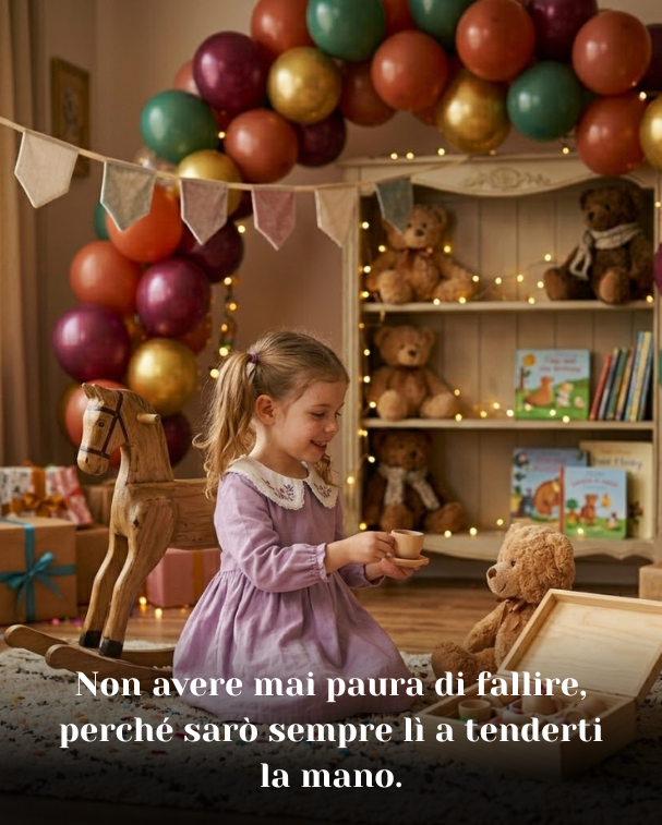 Non avere mai paura di fallire, perché sarò sempre lì a tenderti la mano