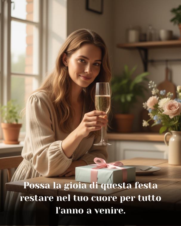Possa la gioia di questa festa restare nel tuo cuore per tutto l'anno a venire
