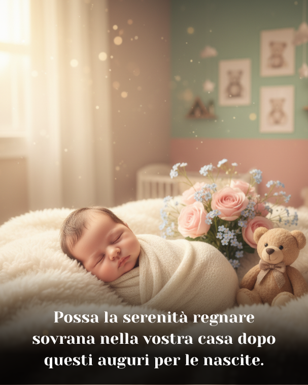 Possa la serenità regnare sovrana nella vostra casa dopo questi auguri per le nascite