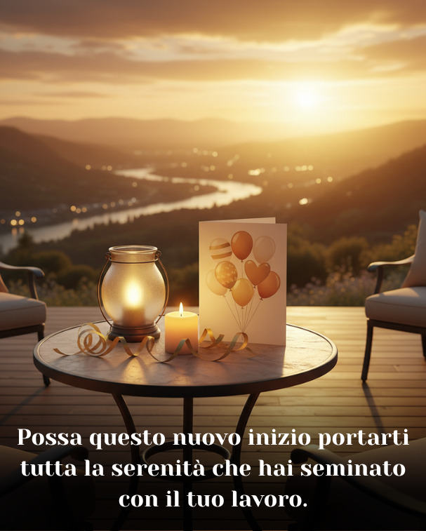 Possa questo nuovo inizio portarti tutta la serenità che hai seminato con il tuo lavoro
