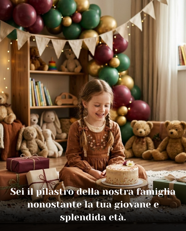 Sei il pilastro della nostra famiglia nonostante la tua giovane e splendida età