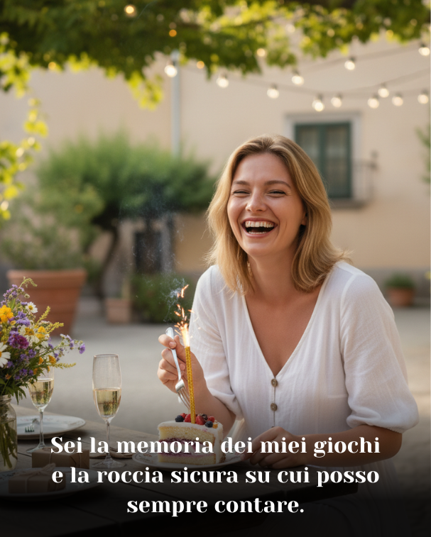 Sei la memoria dei miei giochi e la roccia sicura su cui posso sempre contare
