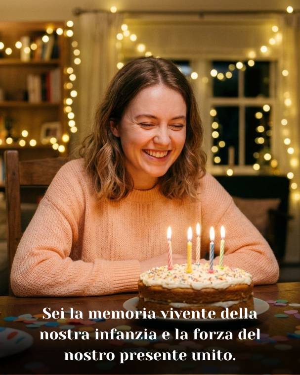 Sei la memoria vivente della nostra infanzia e la forza del nostro presente unito