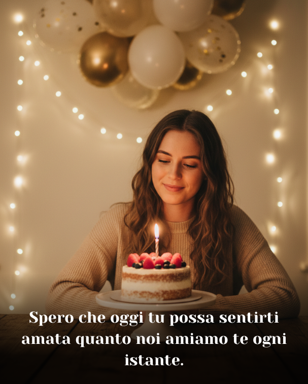 Spero che oggi tu possa sentirti amata quanto noi amiamo te ogni istante