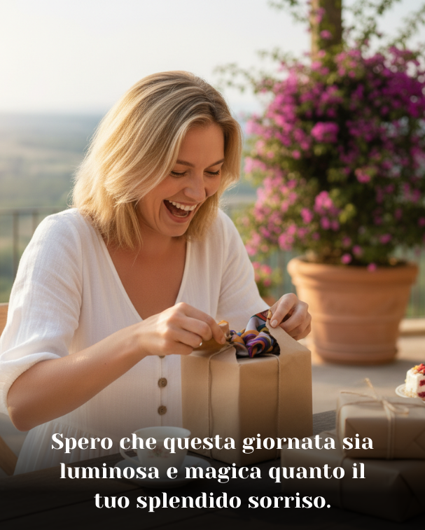 Spero che questa giornata sia luminosa e magica quanto il tuo splendido sorriso