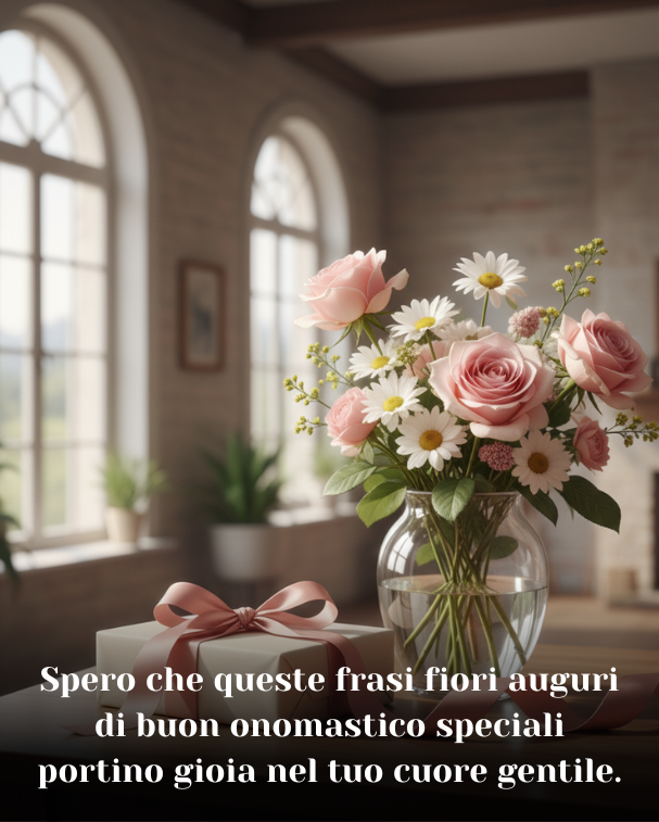 Spero che queste frasi fiori auguri di buon onomastico speciali portino gioia nel tuo cuore gentile