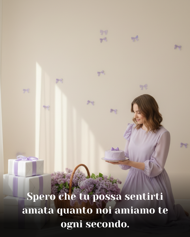 Spero che tu possa sentirti amata quanto noi amiamo te ogni secondo