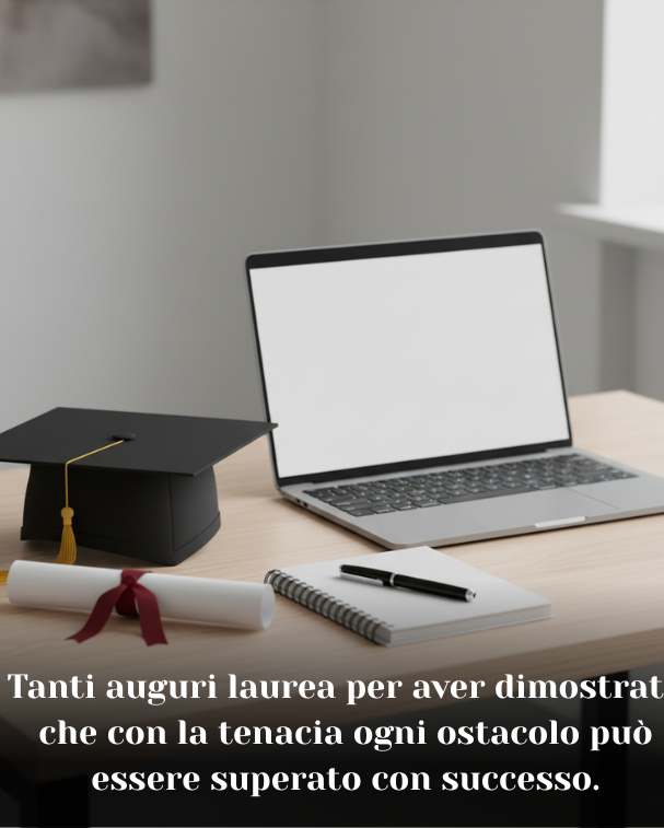 Tanti auguri laurea per aver dimostrato che con la tenacia ogni ostacolo può essere superato con successo