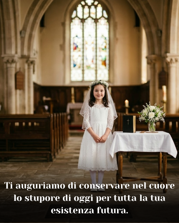 Ti auguriamo di conservare nel cuore lo stupore di oggi per tutta la tua esistenza futura