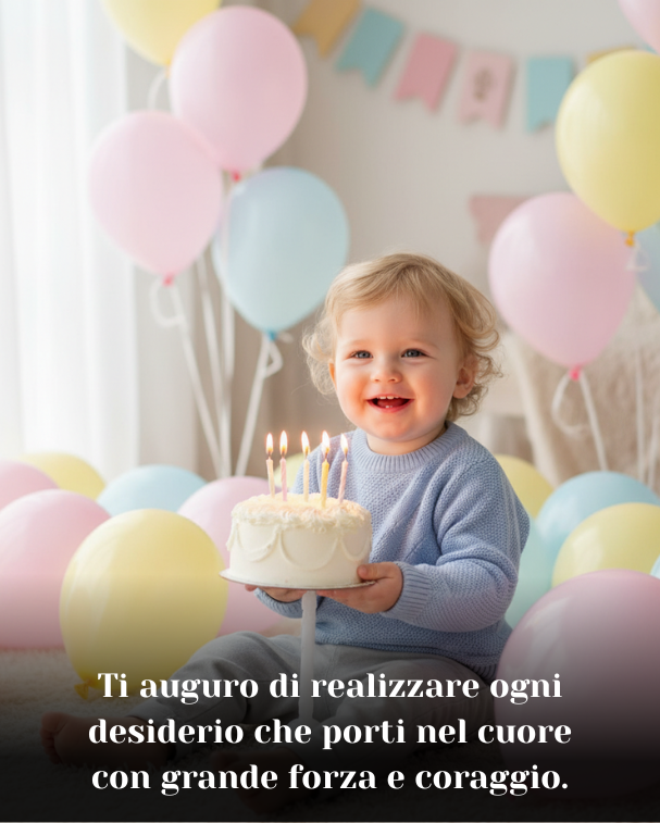 Ti auguro di realizzare ogni desiderio che porti nel cuore con grande forza e coraggio