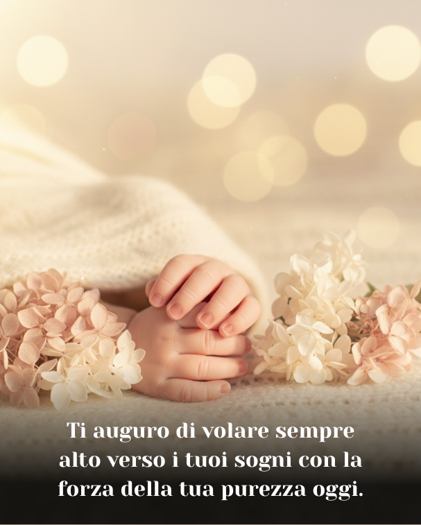 Ti auguro di volare sempre alto verso i tuoi sogni con la forza della tua purezza oggi