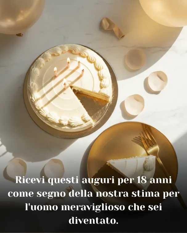 Ricevi questi auguri per 18 anni come segno della nostra stima per l'uomo meraviglioso che sei diventato